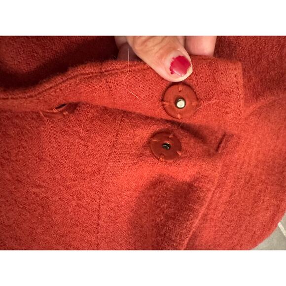 Cynthia Rowley 2X Red Wool Cape Coat Pockets 100% Wool Pockets - Picture 4 of 6